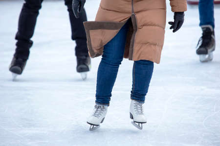 foot ice-skating person on the ice rinkの写真素材