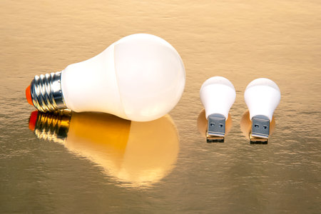 Set of led lamps usb. electricity in modern devices