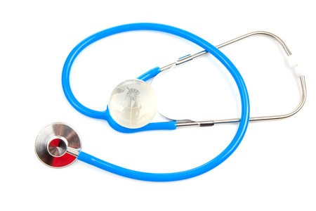 stethoscope on a white background. heart rate medical instrumentの写真素材