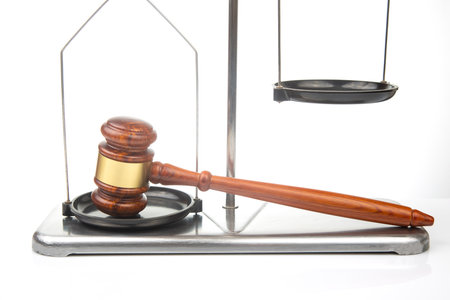 Scales of justice and law and gavel. Equality and the right of the law in the balance of verdict...