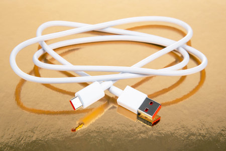 Cable with plug connector for modern gadgetsの写真素材