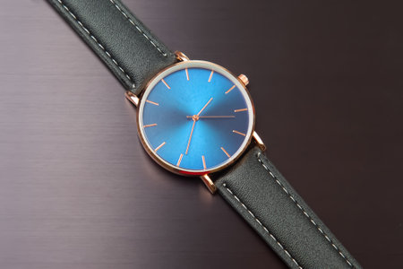 Wrist mechanical watch on a dark backgroundの写真素材