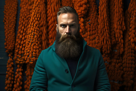 portrait of a fashionable bearded hipster manの素材