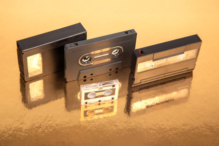 Audio cassette. device for working with voice and journalism. analog audio recording.の写真素材