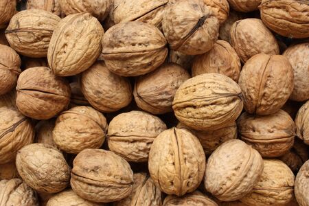 Pile of the walnuts - close-up view.
