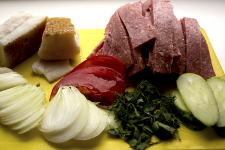 Traditional Ukrainian snack, assorted lardの写真素材