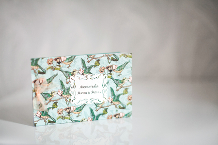 Handmade wedding invitations with goodの写真素材