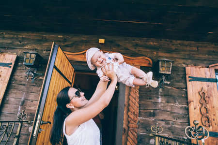 mother holds a childの写真素材