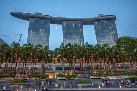 Singapore city, Singapore - July 17, 2016: The view to Marina Bayのeditorial素材