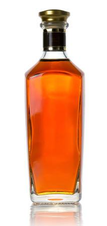 Closed bottle of good strong whiskeyの写真素材