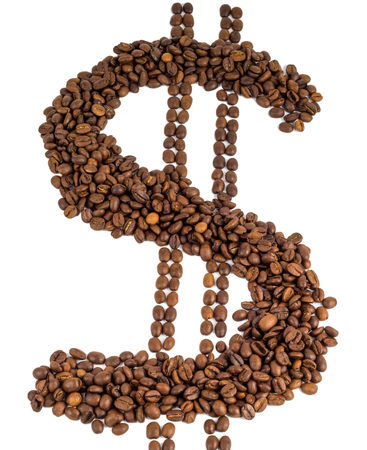 coffee beans in the form of dollarの写真素材