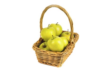 Yellow blocks in a basket with a handleの写真素材