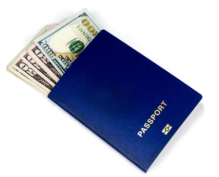 Dollars in the passportの写真素材