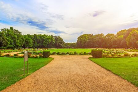 
Colorful alley in beautiful sunny weather in the Budapest Park on the Danube Riverの写真素材