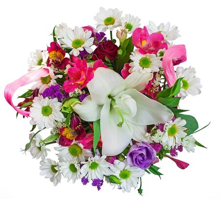 A pleasant and harmonious composition of a bouquet of flowers, consisting of shoots with blooming flowersの写真素材