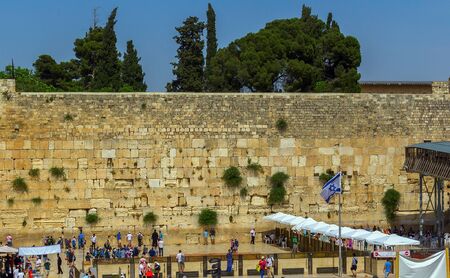 The Shrine of the Believers of the Jews East Wall (Wailing Wall) in Jerusalem Israelの写真素材