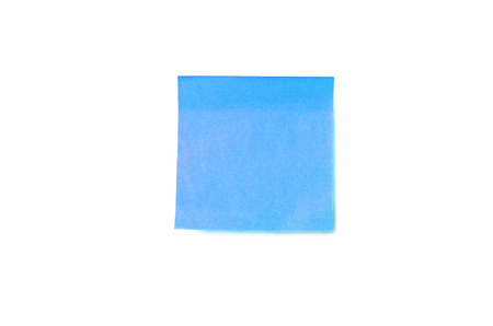 Blue sticker paper note isolated on whiteの写真素材