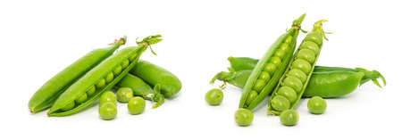 Green peas isolated on the white backgroundの写真素材
