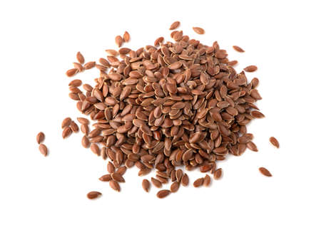 Flax seed on white background.の写真素材