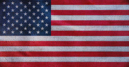 Closeup of grunge American flagの写真素材
