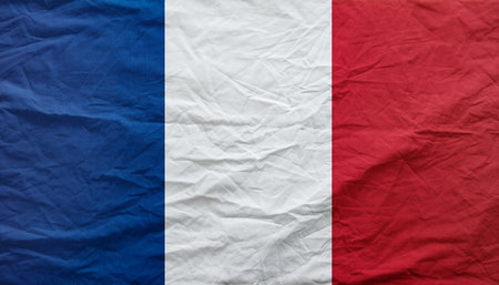 France national flag background with fabric texture.の写真素材