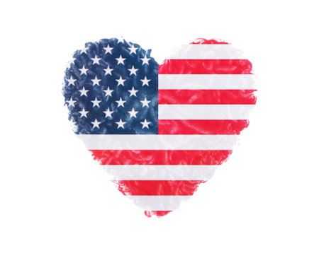 Flag of United States in grunge heart shape.の写真素材