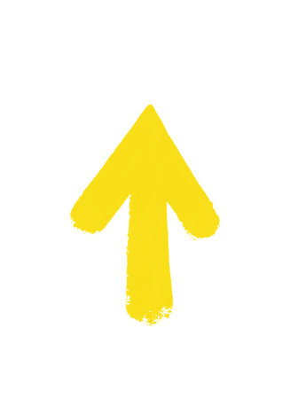 Watercolor arrow yellow on a white background