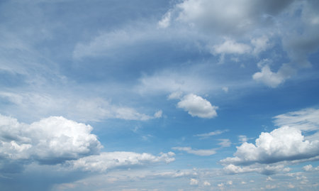 Blue sky with white clouds.