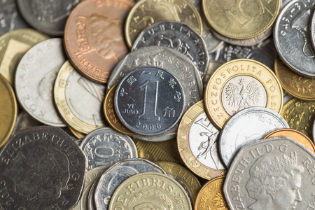 Background of  coins money. Copy space for textの写真素材