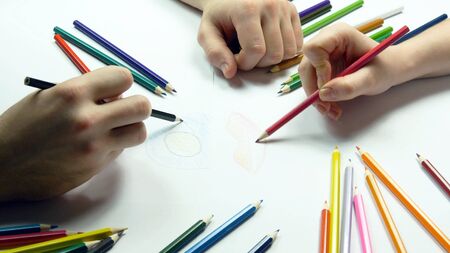 Close up of male and female handsの写真素材