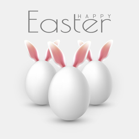 Happy Easter. Vector realistic Easter eggs, isolated on a gray background.のイラスト素材