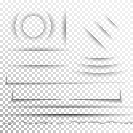 Transparent realistic paper shadow effect set. Vector illustration.のイラスト素材