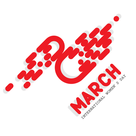 8 March International Women Day Greeting Card Flat line design Vector Illustration.のイラスト素材