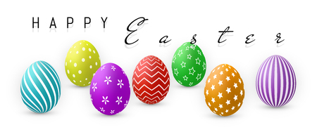 Happy Easter, Color Eggs Collection With Gradient Mesh, design template, Vector Illustration.のイラスト素材