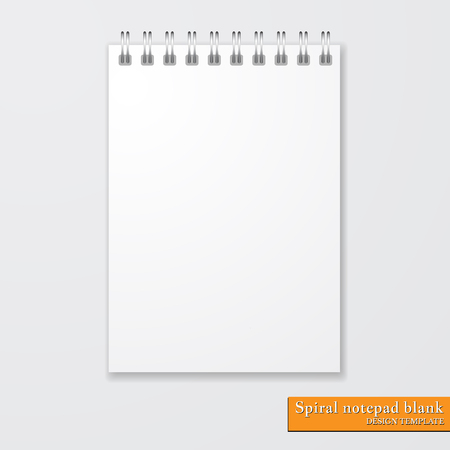 Realistic spiral notepad blank on white background. Vector.のイラスト素材