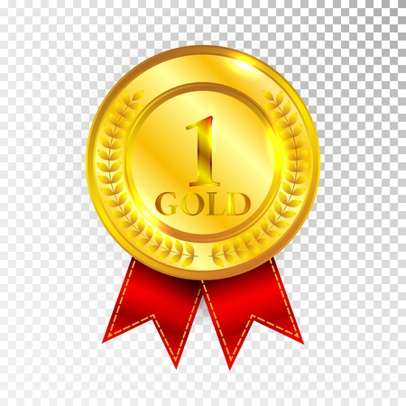 Champion Gold Medal with Red Ribbon Iconのイラスト素材