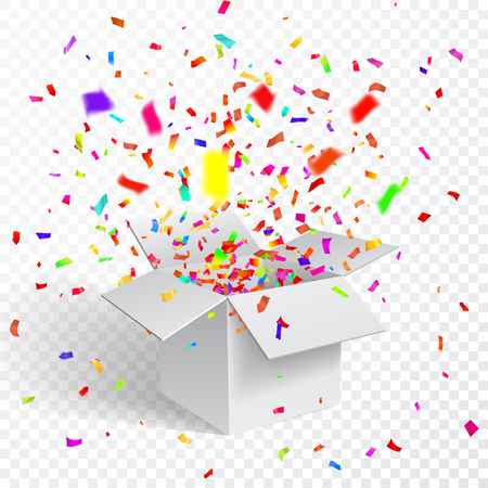 Open Gift Box and Confetti. Vector Illustration.のイラスト素材
