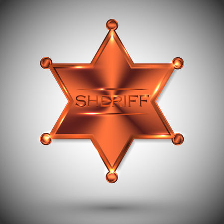 Vector metal sheriff star isolated on gray background.のイラスト素材