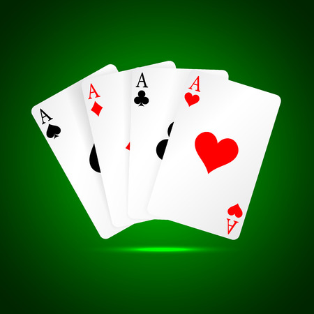 Set of four aces playing cards suits.
