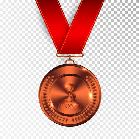Champion Art Bronze Medal with Red Ribbon 3 Iconのイラスト素材
