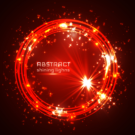 Red  shining glitter vector star dust and line frame.のイラスト素材