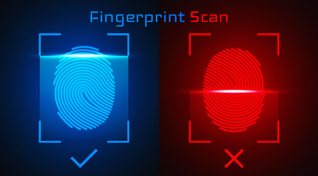 Electronic fingerprint scan. Passed and not passed authorization.のイラスト素材