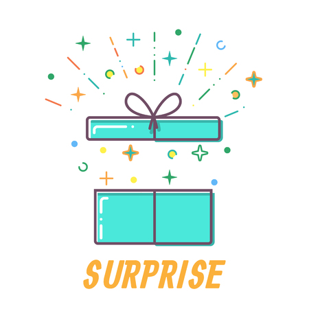 Surprise Flat open Gift box vector.のイラスト素材