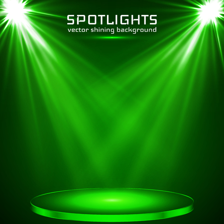 stage spot lighting. magic light. green vector background,のイラスト素材