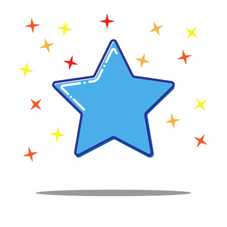 Blue Star Flat line icon concept. Vector.のイラスト素材