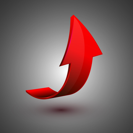 Red 3d arrow, vector.のイラスト素材