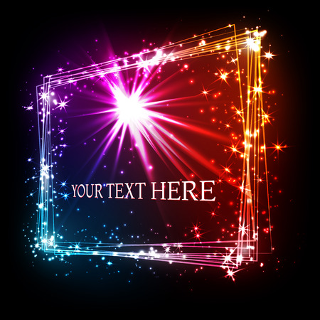 shining glitter vector star dust and line frame, vector banner.のイラスト素材