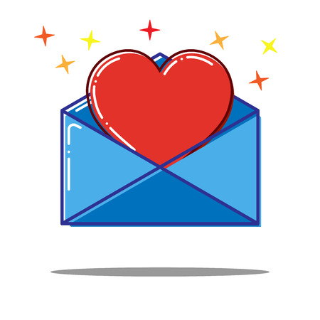 Flat love letter with heart icon.のイラスト素材