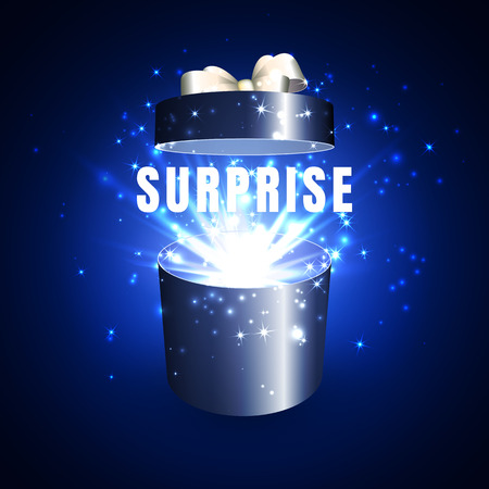 Open gift box with surprise and magic light fireworks.のイラスト素材