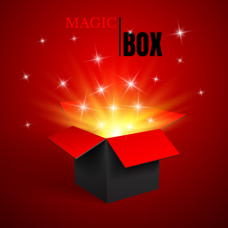 Magic Open box, black and red, vector.のイラスト素材